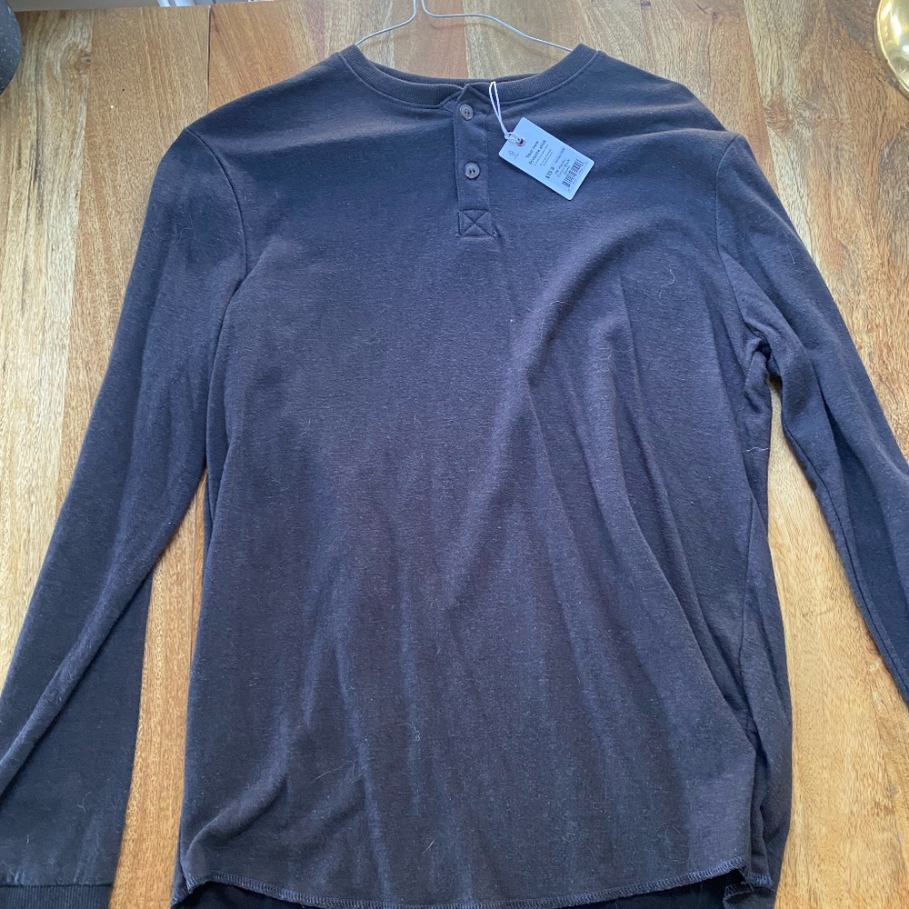 NEW Marine Layer Double Knit Henley - Faded Black